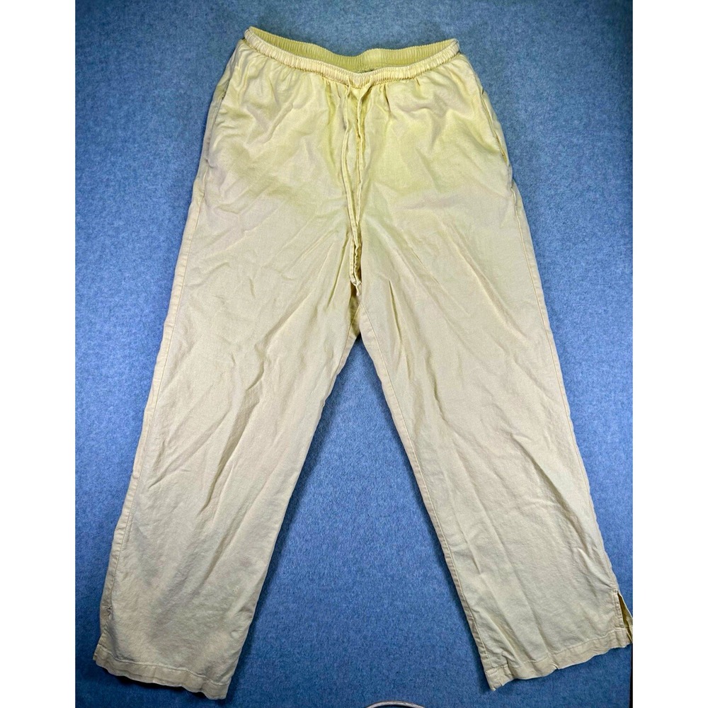 Wild Fable Pants Womens XS Beige Rayon Linen Mid Rise Straight Drawstring 28"